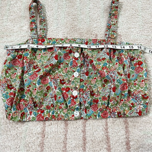 Roller Rabbit Multicolor Floral Crop Tank Top 70's Style Summer Size Medium Boho - Picture 6 of 9